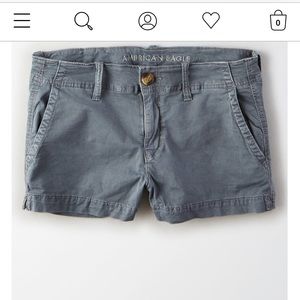 Mid Rise Blue Khaki American Eagle Stretch Shorts
